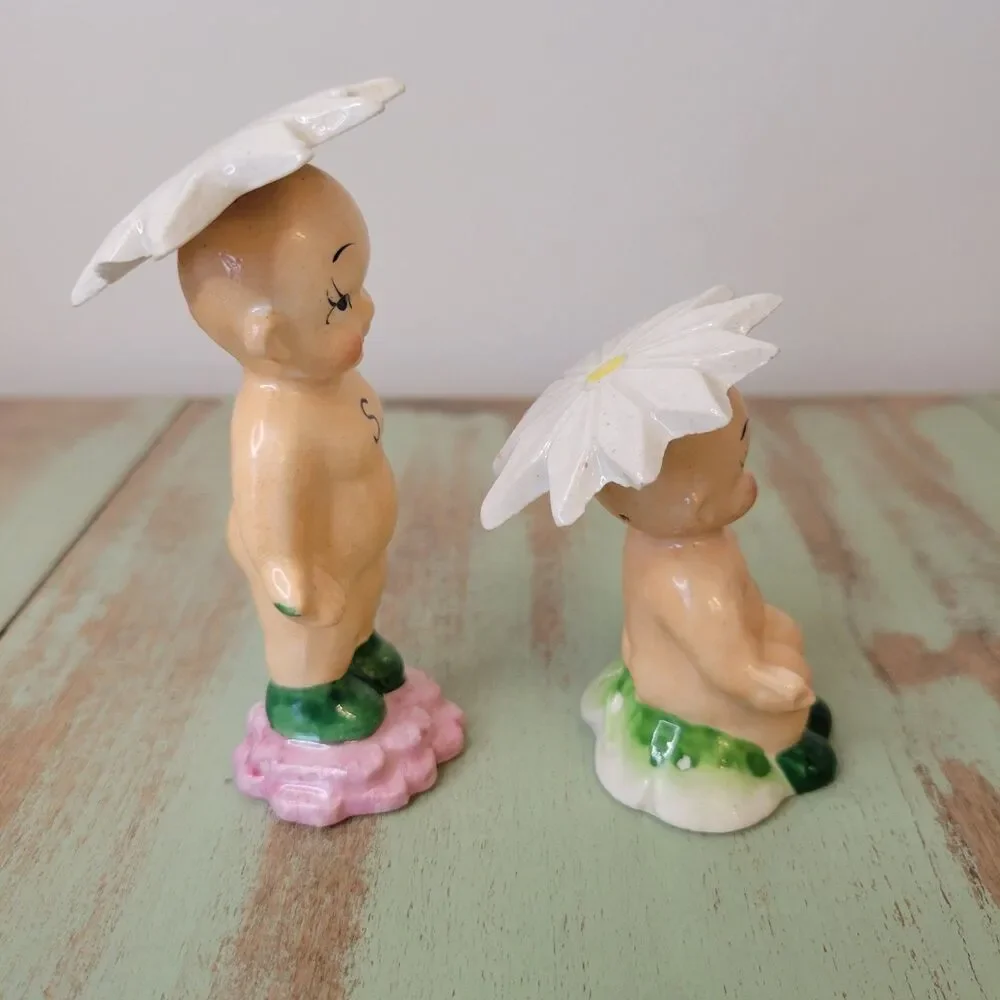 Vintage Kewpie Daisy Head Salt & Pepper Shakers - Made in Japan